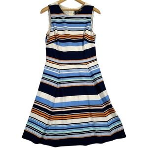VINCE CAMUTO Navy & White Stripe‎ Sleeveless Dress Womens Size 8 Easter
